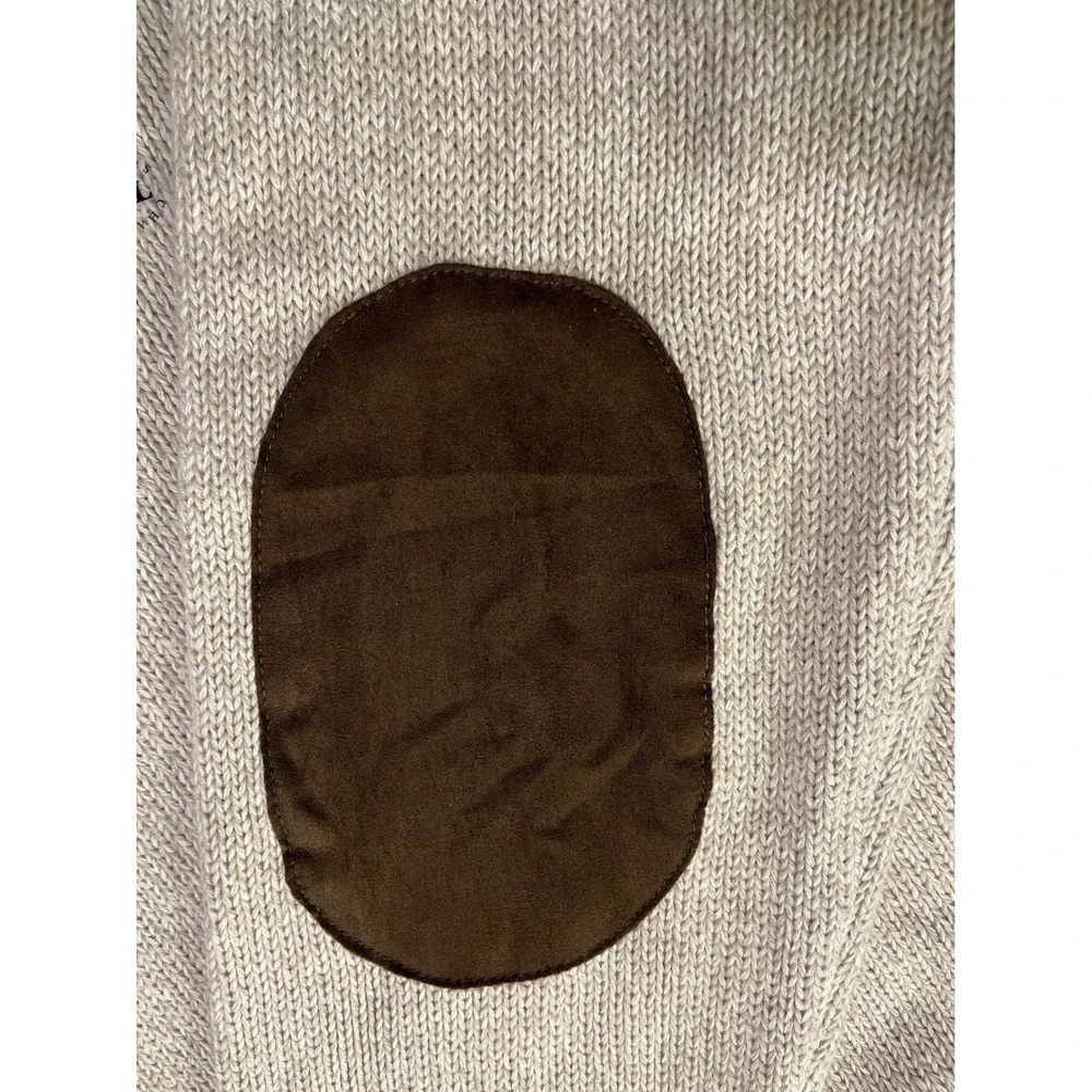 Chaps Mens Twist Mockneck Sweater Arctic Twill‎ XL Elbow Patches Button Accent
